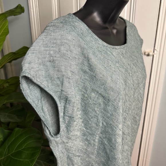 Coldwater Creek Tops - 10. Cap Sleeve Green 100% Linen Top